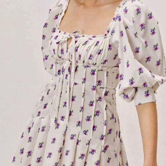 NWT For Love and Lemons Viola Mini  White Dress Floral Size XXS - Picture 5 of 10